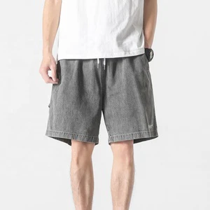 Men's Summer Solid Color Printing Custom Short Jeans Men Straight Simple Retro Fashion Breathable Denim Shorts