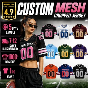 OEM Custom Printed Oversized Football Cropped Jersey Mesh Retro Soccer Boxy Crop Tops Jersey Women Blank Football Tshirts