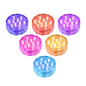 IP68 Submersible LED Lights Waterproof RGB Underwater Lamp with Remote Control for Pool Pond Fountain Vase Event Decoration Bulk