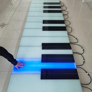 Square Piano Floor Tile Light Stepping Stair with Music Interactive RGB Ground Lamp Induction Stage Brick Lights