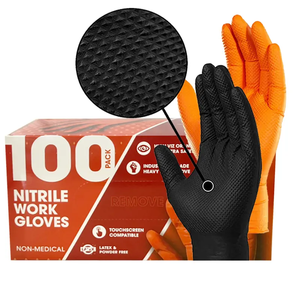 High Quality Cheap 8mil 10mil 12mil Anti-cut Black Blue Orange Diamond Texture 100% Nitrile Gloves