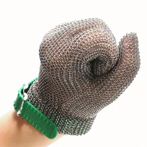 Cut Resistant Metal Chainmail Glove Food Grade Stainless Steel 316 CE LFGB ISO9001 Certified Slaughterhouse Use Anti-Cut Gloves
