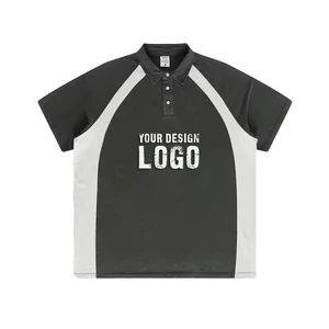 New Design Loose Half Sleeve Plus Size Women's Polo Shirt Street Casual 285g Contrast Color Lapel Washed Lady T Shirts