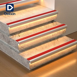 Aluminum Alloy Stair Anti-Slip Strips LED Lights Impact-Resistant Durable Luminous Step Treads Edge Trims Cinema Hotel Floor
