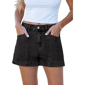 2025 Women's High-Waisted Stretchy Denim Jean Shorts Trendy Casual Distressed Cut off Jorts with Pockets Mid-Waist Skinny Fit