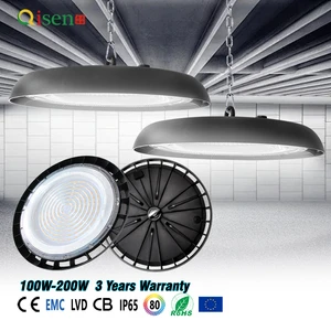 Qisenligting IP65 IK08 UFO Highbay Lumileds Chip 160Lm/W 6KV Surge PF≥0.9 3CCT DIP Switch Industrial 300w Led High Bay Light