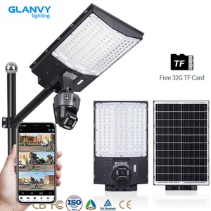 Integrated 4G Solar LED Street Lamp with Security Camera Remote APP Monitoring AI Motion Detection Security Light for Road