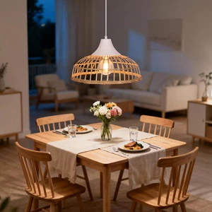 Indoor Home Weave Bamboo Pendant Light Handmade Modern Design Wicker Hanging Lamp Natural Bamboo Light