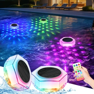 New Design Pool Solar Floating Light Modern Hexagonal RGB IP68 Waterproof Plastic Upper and Lower Glow for Pool Garden Outdoor