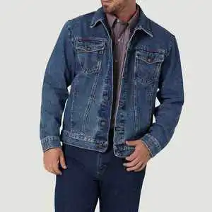 Denim Jacket for Men Winter Windproof 100% Cotton Warm Blue Jean Outerwear Thick Trucker Style Button up Streetwear Coat Casual