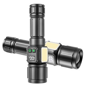 30W COB LED Flashlight 2000LM IP65 Telescopic Zoom Press Switch Type-C Rechargeable 9 Modes 800-1200M Range Outdoor