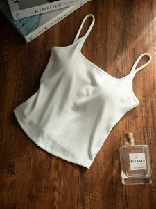 White Silk/Cotton Short See-Through Camisole Vest for Women Built-In Bra Quick Dry Summer Inner/Outer Wear 2026 New Style