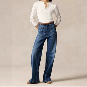 Women's Vintage Straight-leg Loose Fit Mid-rise Distressed Spring Denim Trousers Full Length Polyester/Cotton High-temperature