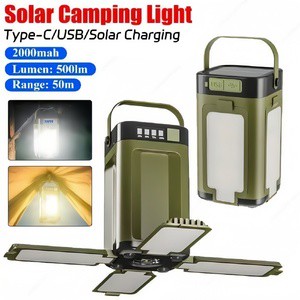 Waterproof Outdoor LED Camping Lantern 10H Solar Charge Flashlight with Yellow & White Color Rechargeable for Garden Use