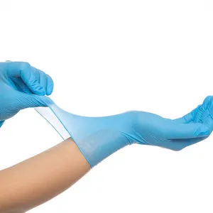 Disposable Heavy Weight Chemical Resistant Premium Nitrile Food Grade Anti-Slip Blue Smooth Nitrile Coated Rough Safety Gloves