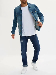 Custom Men's Denim Jacket Vintage Washed Jeans Jacket Streetwear Slim Fit Casual Fashion High Quality OEM Wholesale