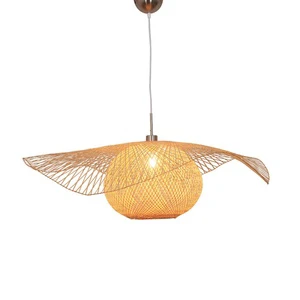 Handmade Round Bamboo Pendant Light Creative Personality Weaving Hanging Lamp Rattan Chandelier