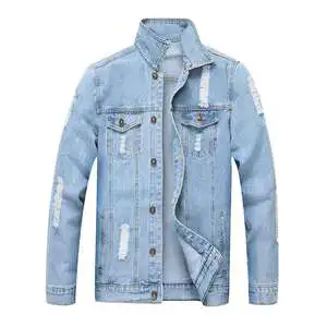 Men's Denim Jean Jacket Casual Outwear Fall Jacket Denim Button up Coat Oversize Denim Jacket for Men