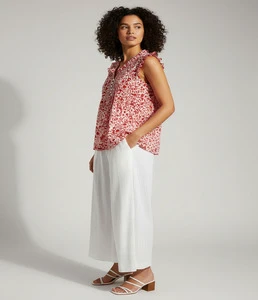 Casual Wear Floral Print Sleeveless Top Breathable Lightweight Cambric Fabric Retro Summer Blouse Relaxed Fit Daily Wear