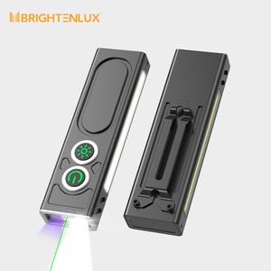 Brightenlux New 4 In 1 Multi-functional Work Light Rechargeable Pocket Slim Clip EDC Flat Flashlight With UV & Laser Light