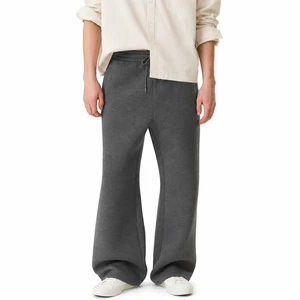 Mens Charcoal Wide Leg Sweatpants Loose Fit Drawstring Casual Streetwear Pants Custom