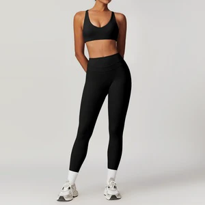 Custom Women's Solid High Waist Breathable Yoga Set with Shorts Leggings and Bras for Wholesale