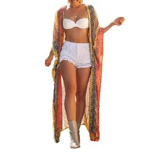 Summer Stylish Beachwear Print Long Beach Wear Cover up