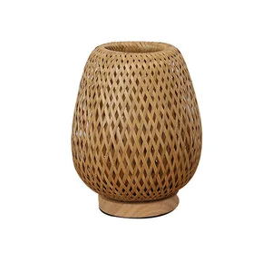 Modern Flexible Bedroom Bedside Night Light Bamboo Weaving Table Lamp Handmade Natural Wooden Simple
