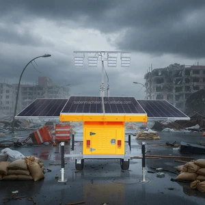 Factory Direct Portable Solar Powered Light Tower on Trailer for Flood Control and Disaster Relief Site