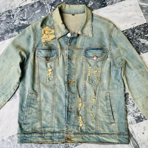 Winters Warm Men's Denim Jean Distress Jacket OEM Casual Outwear Turn Down Collar Jacket Denim Button Up Jacket
