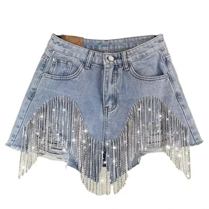 Women's Summer Mid-Waisted Plus Size Denim Shorts Sporty Washed Ripped Hole Breathable Elastic Waist 100% Cotton Quick Dry
