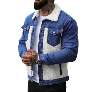 New Men's Winter Quilted Denim Jackets 2023 Custom Designs Premium Quality Breathable High Street Style Solid Blue Color