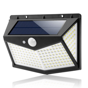 High Quality 213LED DC Solar Panel Powered Lithium Battery Wall-Mounted PIR Motion Sensor IP65 Waterproof 6000K Garden Lights