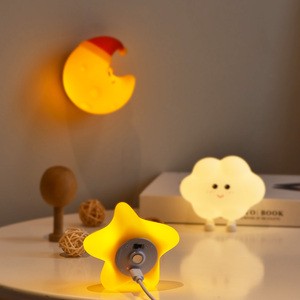 Soft Silicone Mini Wall Light With Glowing Moon Design Warm White LED Tap Control Cute Silicone Material Room Usage