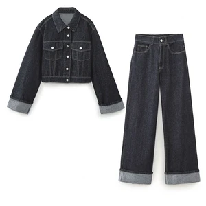 Reasonable Price Casual Canvas Denim Suits 100% Cotton Breathable Comfortable Everyday Wear Fashionable Regular Fit 2-Piece Set