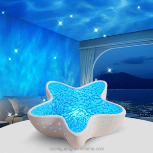 Dynamic Water Ripple Lamp Projector Ocean Wave Light Projector 7Colors RGB Night Light Touch Control Rechargeable Starfish Lamp