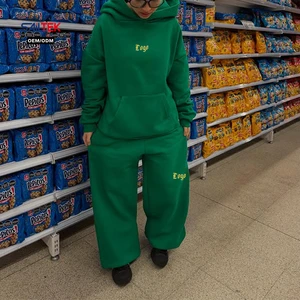Custom Loungewear Women Sets Casual Cropped Solid Zip up Hoodie Wide Leg Pants 2 Piece Set Women Tracksuit Streetwear Sweat Suit
