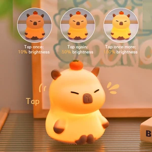 Kawaii Animal Capybara Cute Little Baby Gift Tap RGB Speaker Table Lamp Children Room Light Touch Sensor Night Light