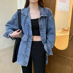 T26290 Korean-style Loose Autumn New Women's Denim Coat Vintage Casual All-match Coat Jacket