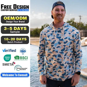 Custom High Quality Men's Outdoor Camo Printing Sun Fishing Hoodie Lightweight Quick Dry Performance Upf 50 Long Fishing Shirt