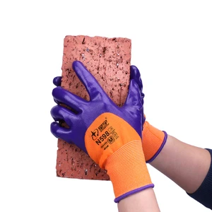 XINGYU Heavy Duty Work Nitrile Coated Gloves Waterproof 3/4 Nitrile Coated Industrial Automotive Construction Safety Gloves
