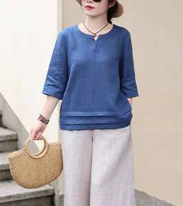 Hot-Selling Women's Linen Tank Tops Casual Retro Style Loose Fit Natural Waistline Solid Woven Pattern Sweet