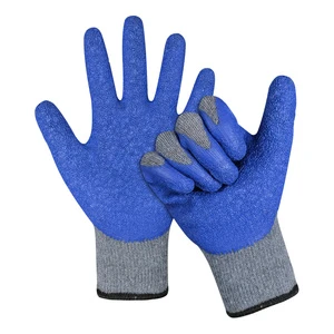 Factory Direct Sell Cotton Knitted Rubber Crinkle Coated Work Gloves Free Sample Hand Protection Safety Gloves