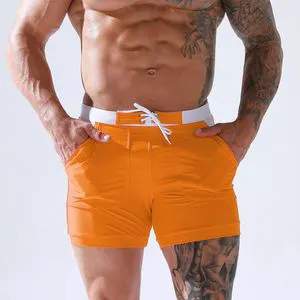 2026 Summer Men's Swim Trunks Sexy Lace-up Beach & Hot Spring Shorts with Large Pockets Quick-Drying Hot Bikinis & Beachwear