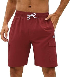 Custom Solid Color Men's Summer Quarter Beach Pants with Drawstring Quick Drying Elastic Waist Board Swimming Shorts for Male