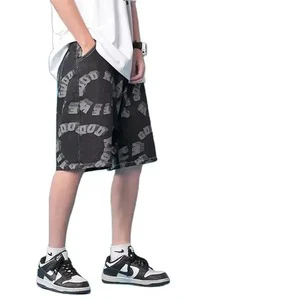 Men's Denim Shorts Summer Embroidery Fashion Elastic Mid Waist Comfortable Fit Trendy Casual Breathable Quick Dry 100% Cotton