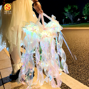Wholesale LED Jellyfish Lantern Light Glowing Hanging Night Portable DIY Hanging Ornaments Lamp Decoration For Birthday Party