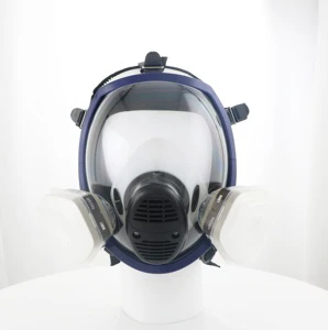 Large Field View Full Face Respirator Double Filtering Personal Protective Mask with Exhalation Valve Anti Fire Toxic Gas Mask