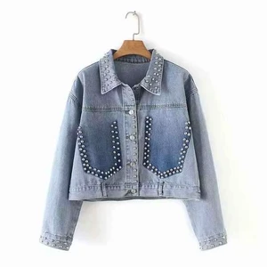 High Quality Latest Fashion Women's Denim Jackets Plain Design Women Casual Long Sleeve Denim Jeans Jacketst