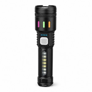 Rechargeable White LED Flashlight USB Zoom Digital Display ABS Night Glowing Bright Waterproof Function Flashlights Torches